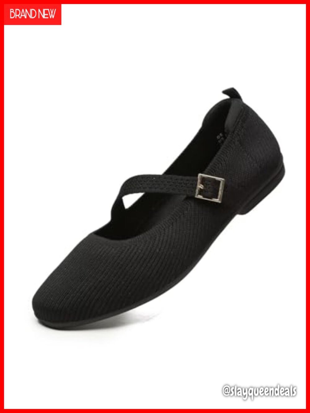 Women's Knit Mary Jane Square Toe Ballet Dressy Flats Comfortable Adjustable